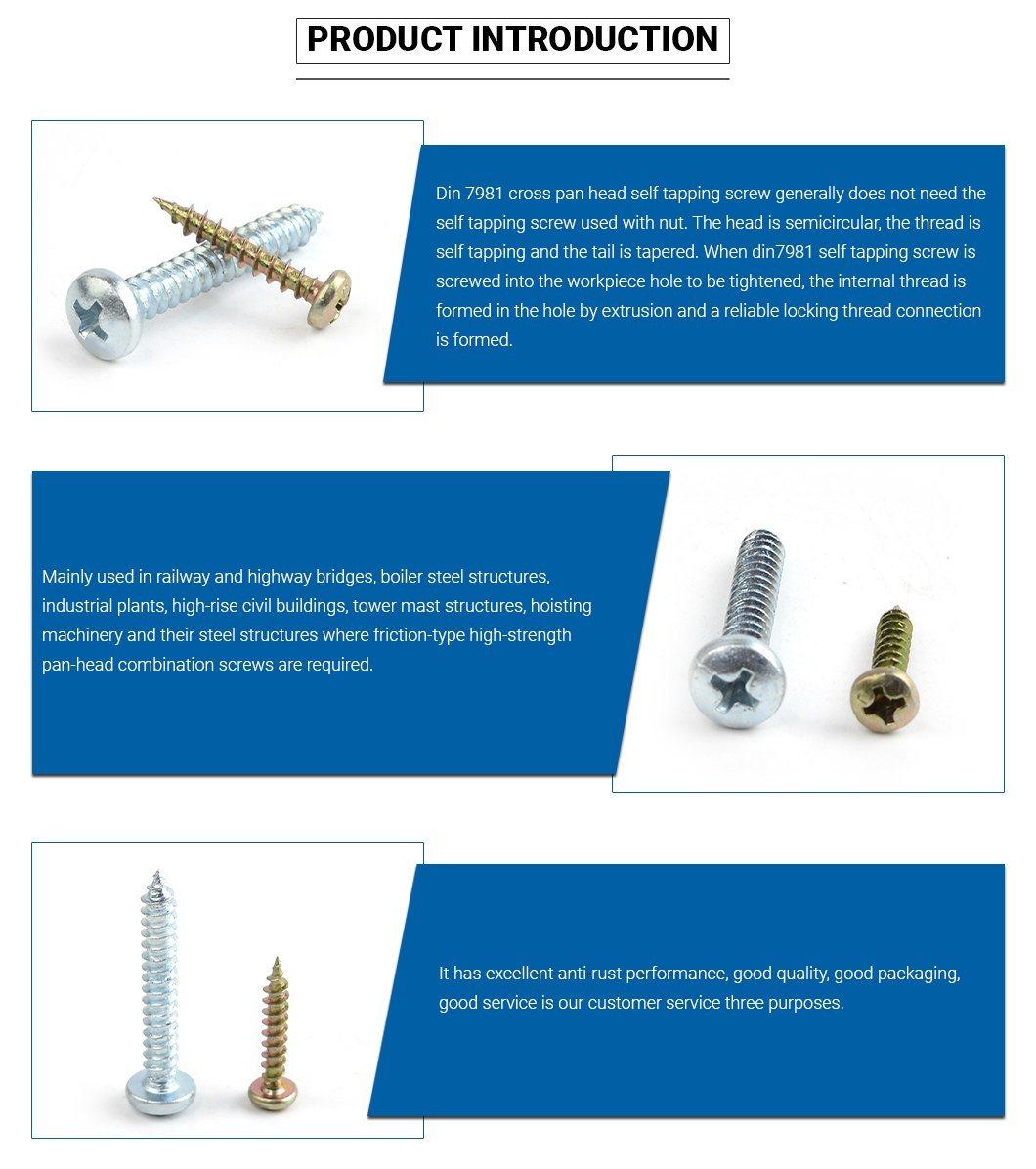 Cross Recessed Full Thread Yellow Self Tapping Screws