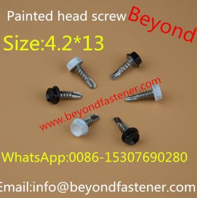 Self Drilling Screw 4.2*13 Color Head Screw Painted Nyloc Patch Screw