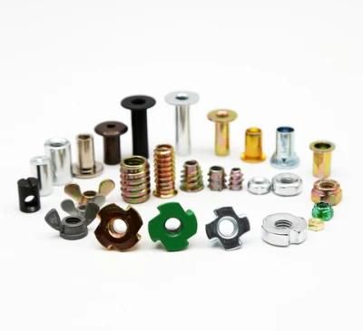 Insert Nuts. Hex Nut, T-Nut, Flange Nut, Rivet Nut, Lock Nut, Wing Nut (Furniture Nuts)