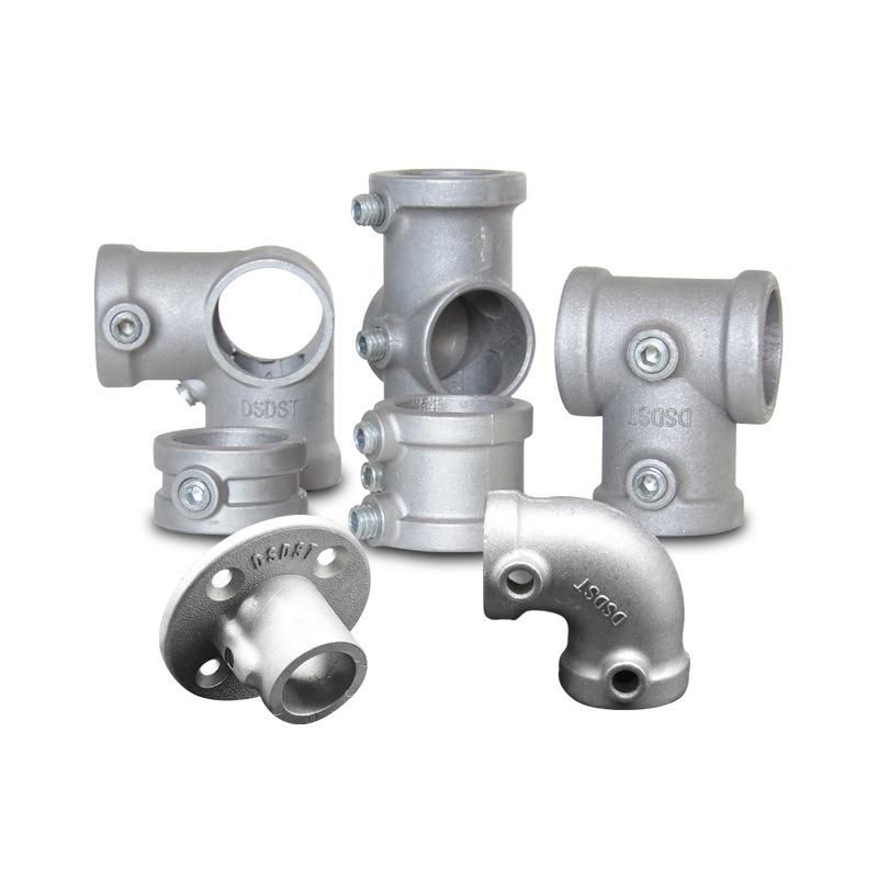 Aluminum Pipe Fittings 4 Way Cross Equal Tee Silver Aluminium Clamp Pipe Fittings