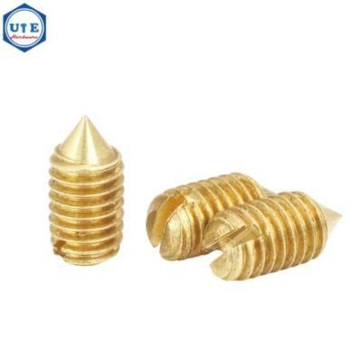 DIN553 Slotted Drives Brass Set Screws with Cone Point Slotted Tip Screw