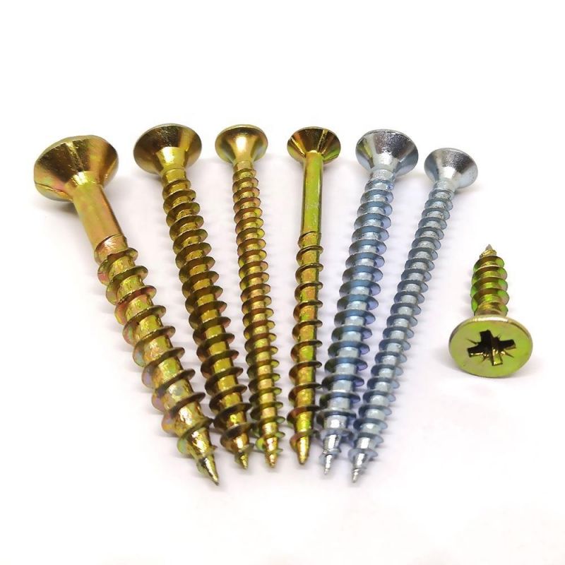Angola Tanzania Colombia Market/Ot Sale Carbon Steel Chipboard Nail Yellow Zp Ecological Plate Nail Self Tapping Screw Factory Supply
