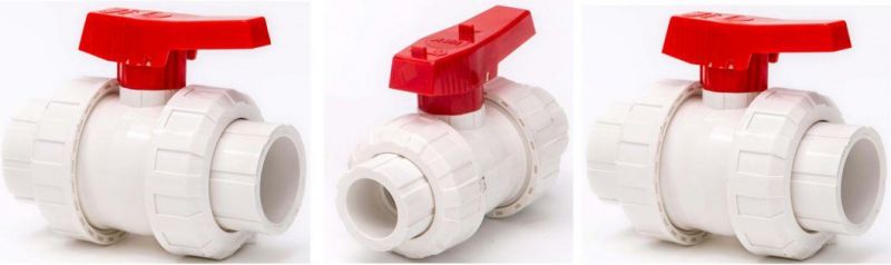 High Quality PVC Water Flange Valve UPVC Double Flanged Ball Valve Plastic True Union Ball Valve PVC Female Thread No Actuator Control Ball Valve 1/2"- 4"