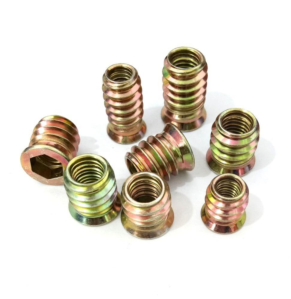 3/16 1/4 5/16 3/8 Steel Galvanized Furniture Wood Threaded Insert Nuts