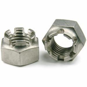 DIN935 Hexagon Slotted Nut with White Zinc Palted Cr3+ M20