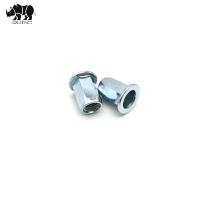 M8 Carbon Steel Full Flat Head Open End Full Hex Body Insert Blind Rivet Nut