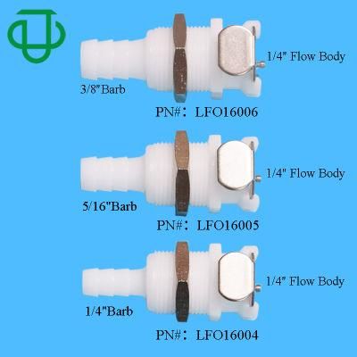 Lf160 Plastic Non-Valved Panel Mount Female Coupling Body Push to Connect Quick Disconnect Tube Barbed Fittings