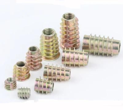 Type E Nut for Wood Insert, Wood Threaded Inserts, Flat Head Furniture Nut