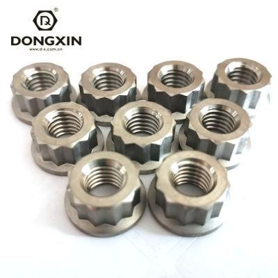 Factory Customized Bolt and Nut Fasteners Titanium Wheel Lug Nuts Stainless Steel 12 Point Flange Nut