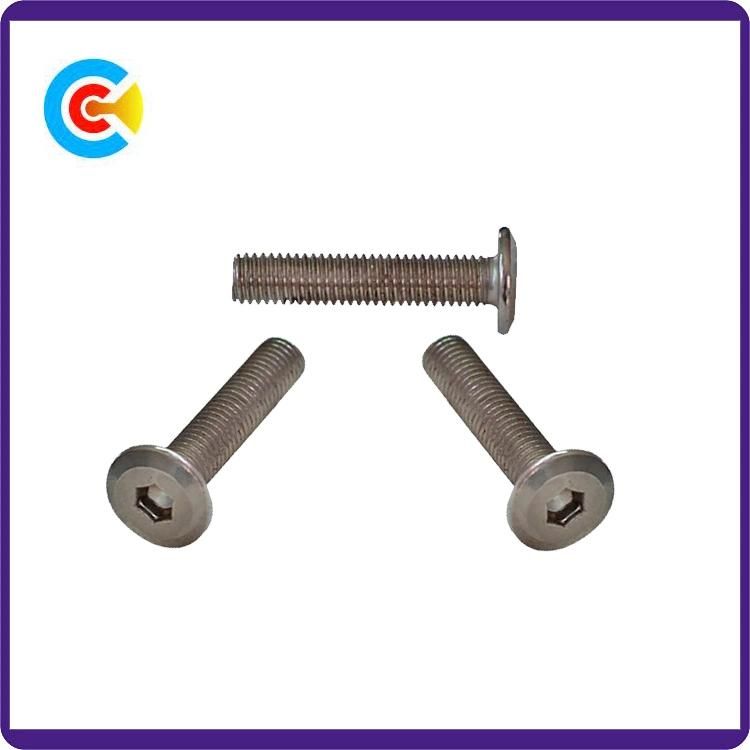 DIN/ANSI/BS/JIS Carbon-Steel/Stainless-Steel Galvanized Steel Inner Hexagon Flat Head Mechanical/Furniture Screws