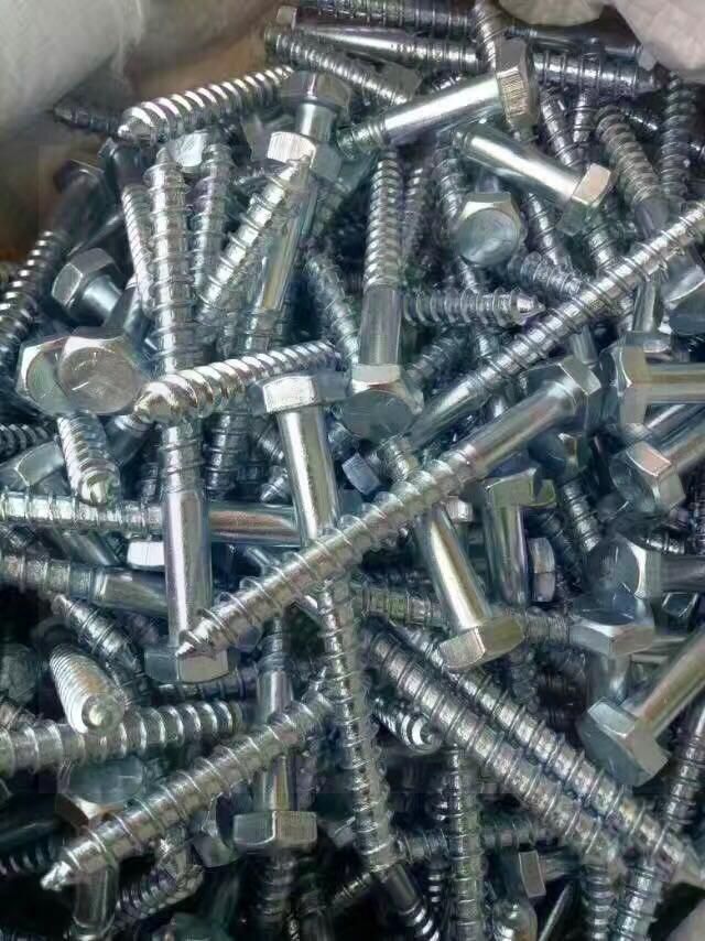 White Blue Zp Wood Screw DIN571 Hex Head Wood Screws Csk Head