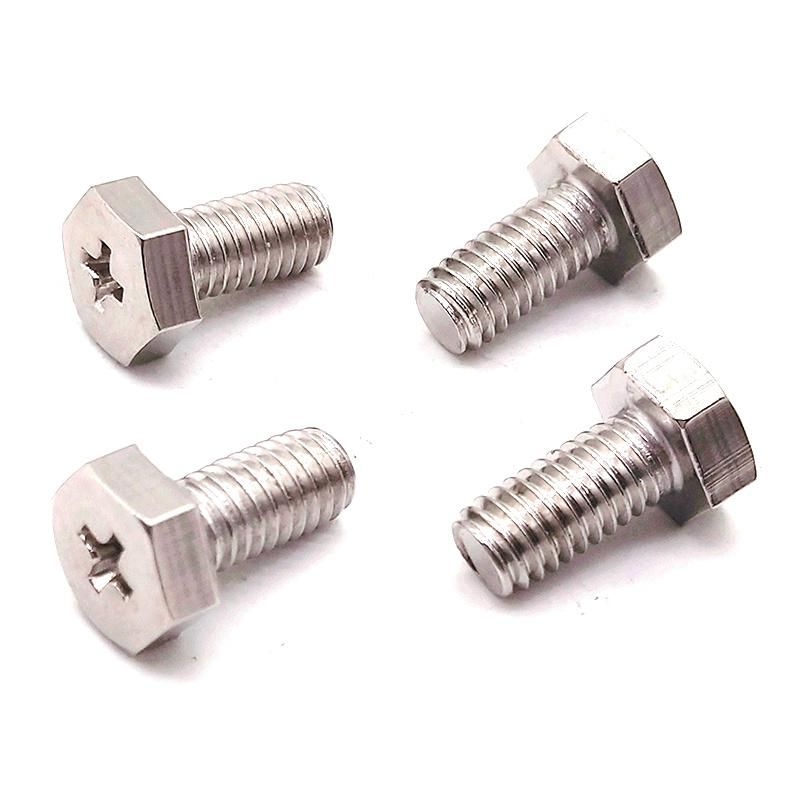 Customized Stainless Steel 304 316 Hexagon Head Machine Screw with Cross Recessed