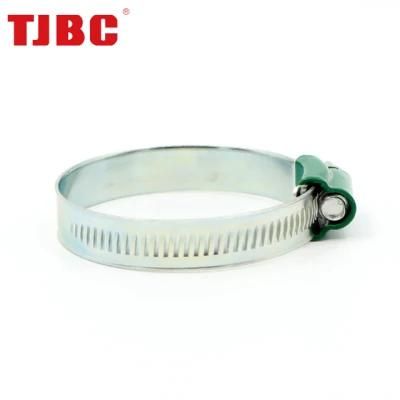 W1 Galvanized Iron British Type Worm Drive Hose Clamp with Color Tube Housing for Automobile Engine, 87--112mm