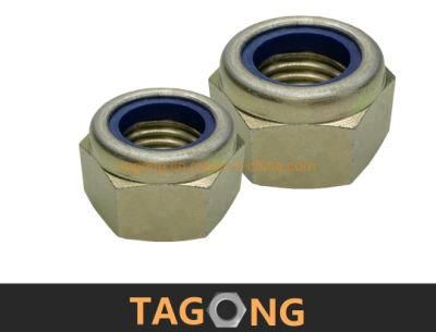 Yellow Zinc Class 8 M45 DIN6924 Blue Ring Hex Nylon Insert Nuts