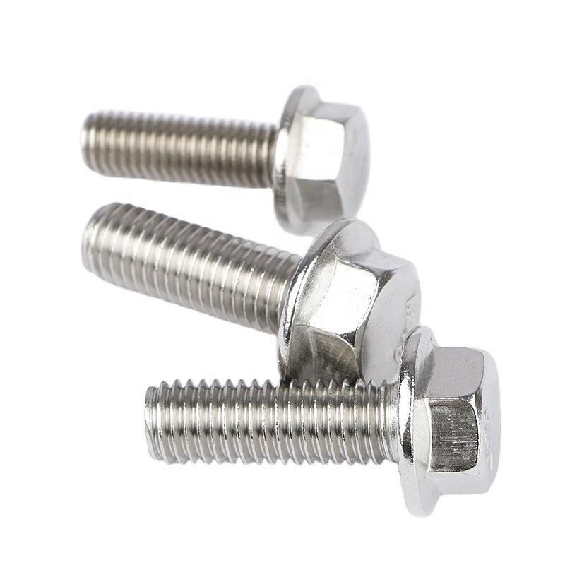 Customized Serrated Titanium Hexagon Flange Bolt M6 M10 M12 Stainless Steel Hex Flange Bolt