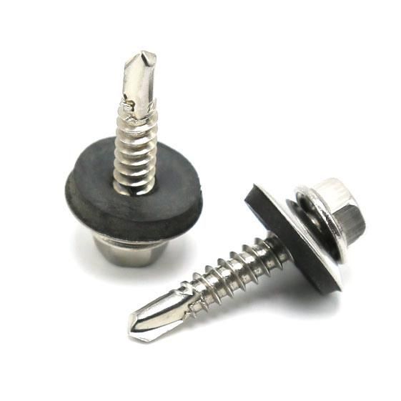 Stainless Steel 410 Hex Head Roofingscrews Self Drilling Screws with Bonded EPDM Rubber Washer