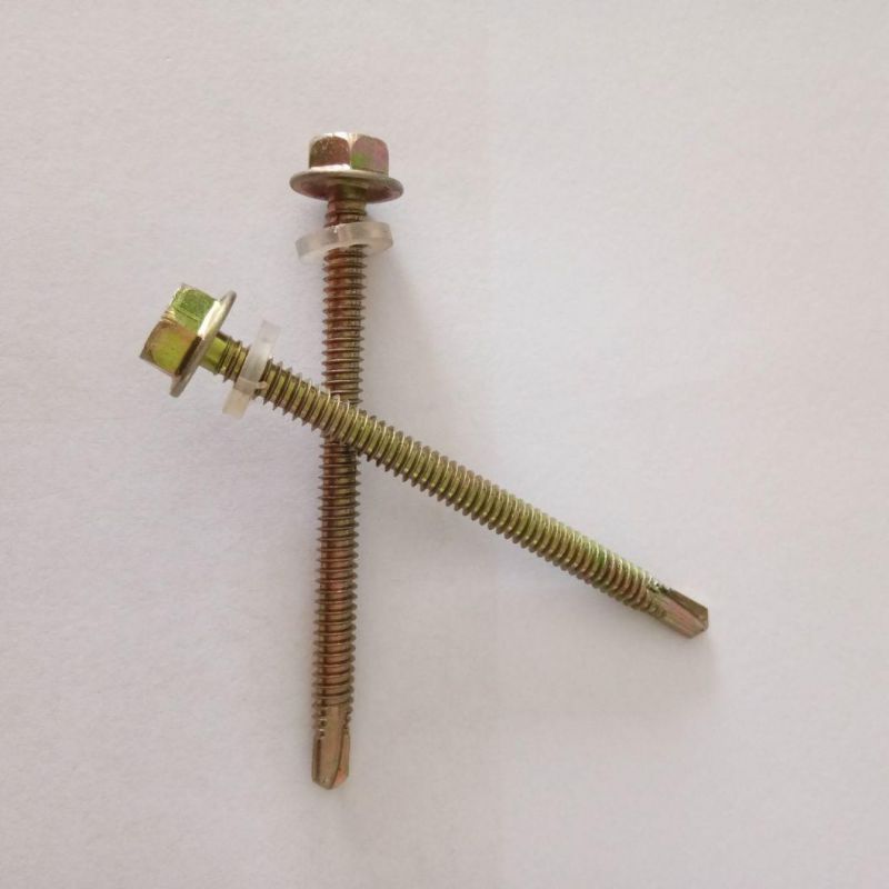 Yellow Zinc Hex Head Self Tapping Screw with Plastic Washer