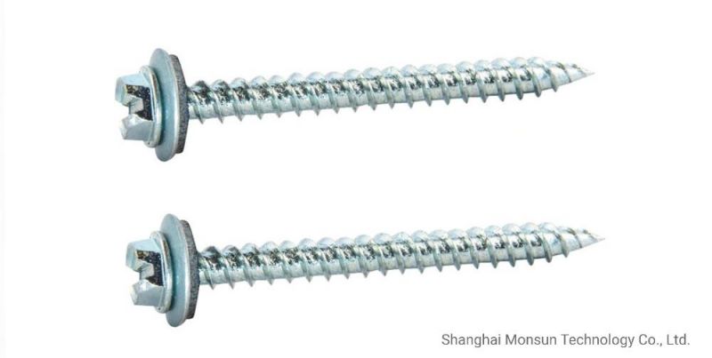 Zinc Plated Slotted Hex Washer Head Self Piercing Roofing Screw W/ Neo