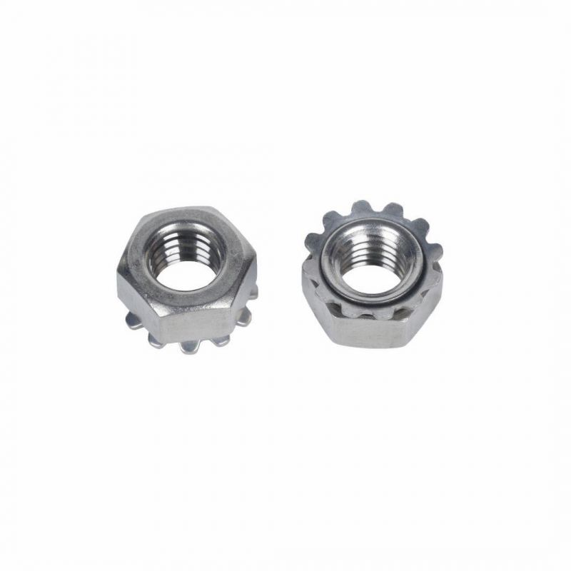 304 Stainless Steel K-Nut Cap Hex Lock Nut for Indoor and Outdoor Decoration Hex Flange Square Thin Nylon Insert Lock Cap Wing Channel Coupling Weld Nuts