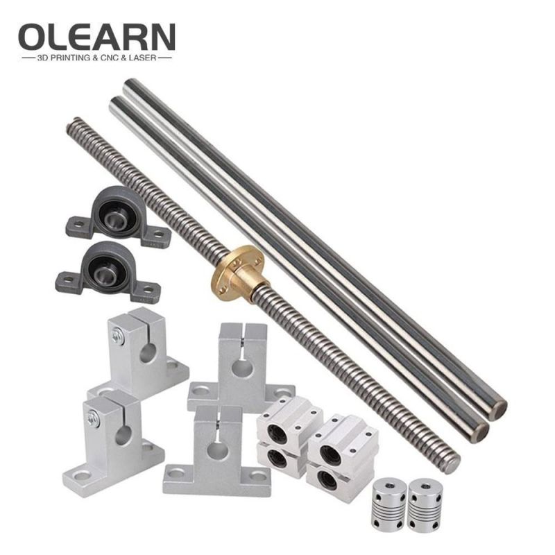 Olearn 500mm Horizontal Optical Axis & Flexible Shaft Coupling & 8mm Lead Screw Dual Rail Shaft Support Pillow Block Bearings