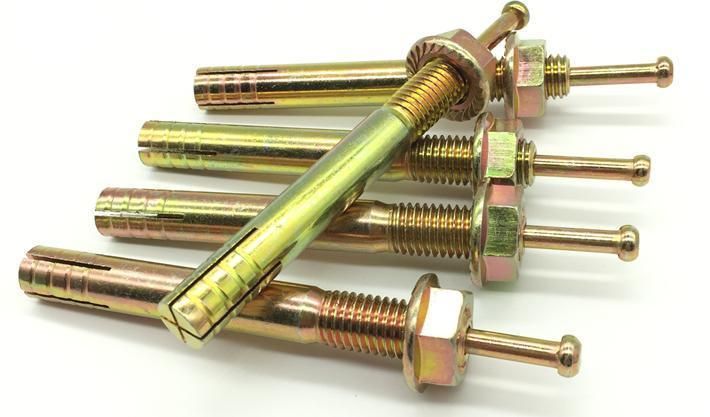 Drive Hit Pin Anchor Bolt with Outer Sleeve Hex Nut Washer Yellow Zinc Galvanize Steel for Concrete Wall