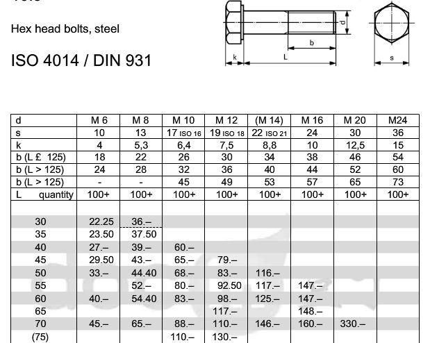 Stainless Steel Bolt Hex Head Bolt DIN931 DIN933