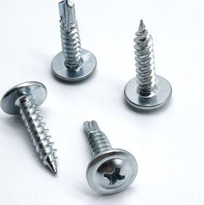 Galvanized Carbon Steel Zinc Plated M4.2 Round Wafer Phillips Truss Head Self Drilling Screws for Building and Construction