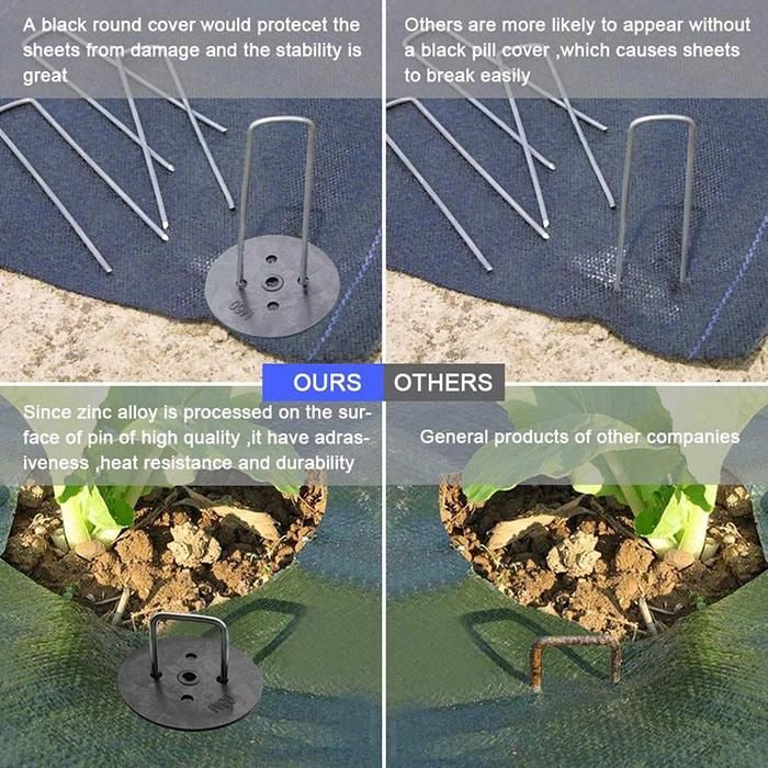 Heavy-Duty U-Shaped Garden Pegs Securing Stakes 8 Inch Spikes Pins Staples for Anchoring Landscape Fabric Tents SOD Lawn