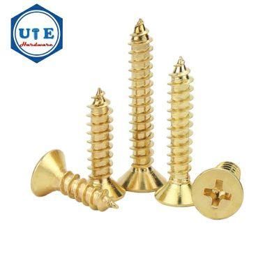 Hot Sales Brass Phillips Cross Recessed Countersunk Head Self Tapping Screws DIN7982 for 3.5X13 to 5.5X100