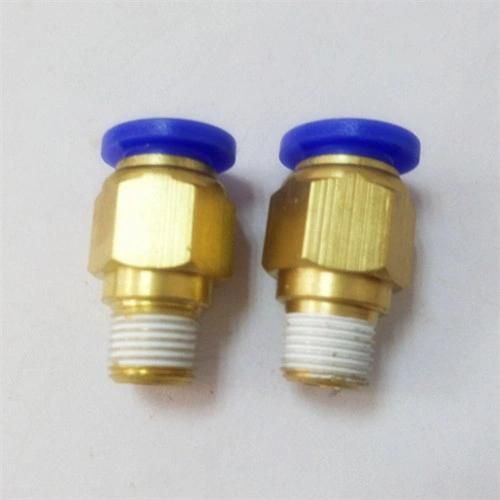 Brass Pneumatic Hose Connector with Blue Button