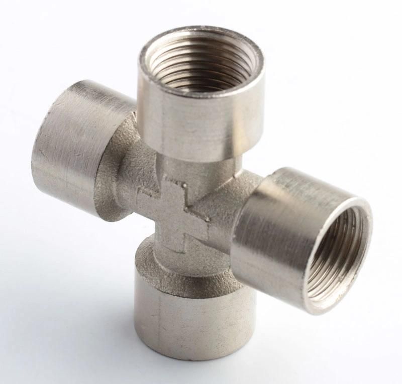 Xhnotion Pneumatic Air Fitting Nickel- Plated Brass 1/8′′ Thread Union Cross Connector