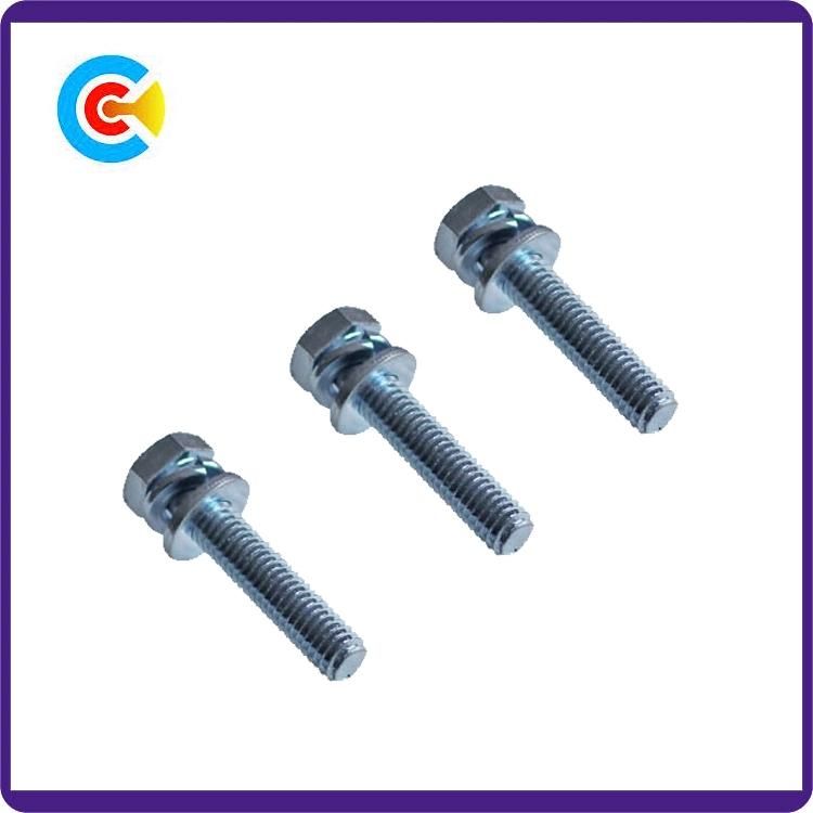 DIN/ANSI/BS/JIS Carbon-Steel/Stainless-Steel Cross Outside Hexagonal Electrical Equipment Shells Combination Screws