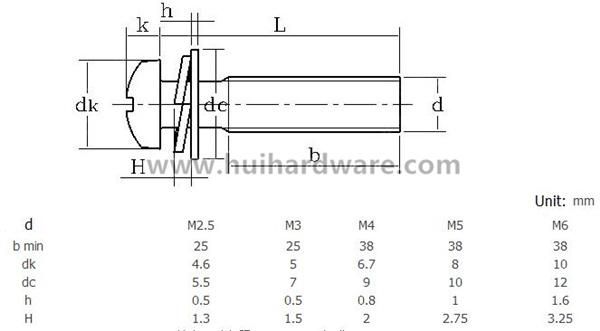 Stainless Steel Phillips Pan Head Combination Screw, Assembly Screw, Sem Screw