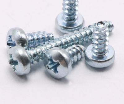 Blue White Zinc Pan Head Flat Tail Self Tapping Screw with Hard Round Head