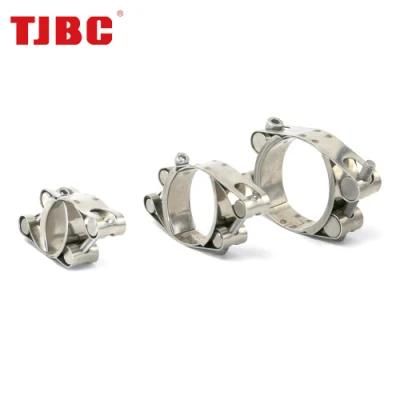 304ss Stainless Steel Heavy Duty Double Bolts and Double Bands Super Hose Tube Clamp for Heavy-Duty Car, 160-170mm