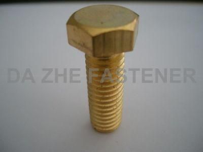 Flat Hex Head Screw Full Thread Bolt Brass