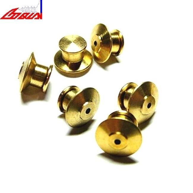 Brass Back Badge Clasp Fastener Locking Flat Head Press Pin Spring Snap Button