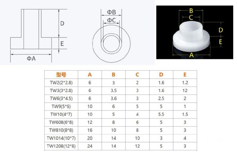 Customzied Od10mm Nylon Flange Washer Barrel Shoulder Washer White Color