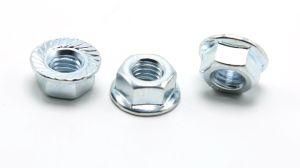 DIN6923 Yellow Plated Bue White Zinc Palte or Black Hex Flange Cap Serrated Lock Nut