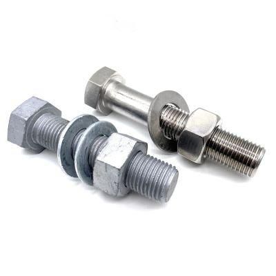 China Factory Price Hex Head Bolt Nut Carbon Steel SS304 SS316 M6-M20 Hot DIP Galvanized Hex Bolt and Nut