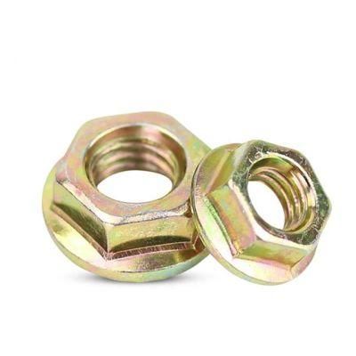 Flange Hex Nuts M6 Galvanized Yellow Carbon Steel Grade 4