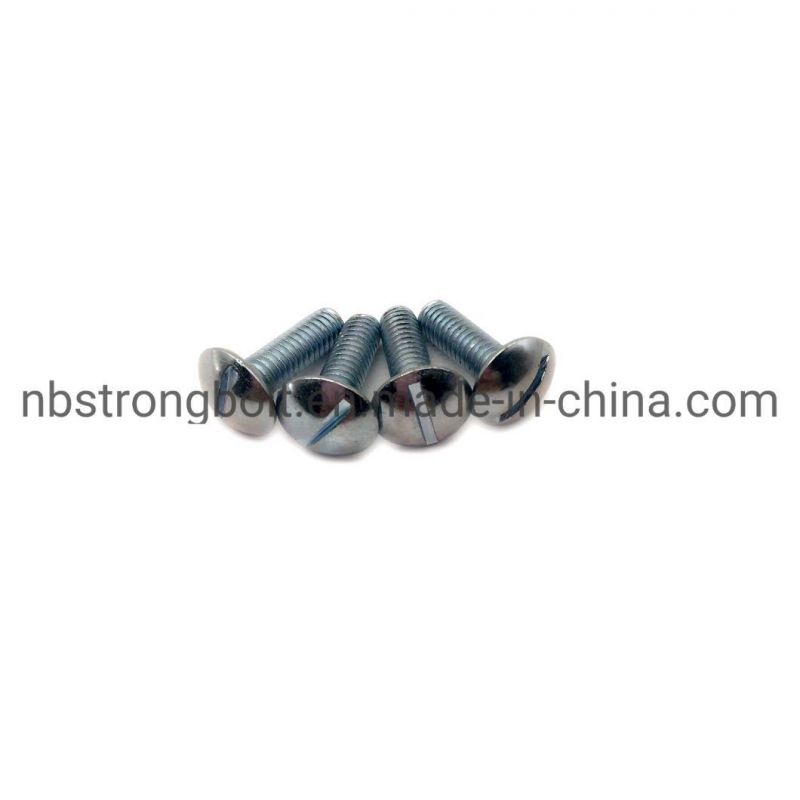 Mushroom Head Slotted Machine Screw with White Zinc Plated Cr3+