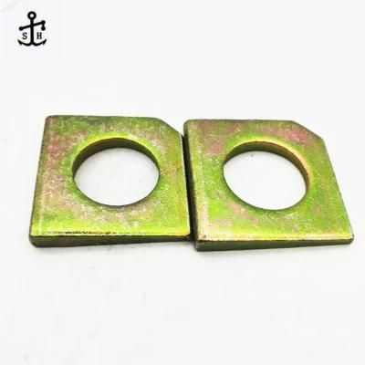 Yellow Zine Plained Slotted Steel Washers Square Taper Washers for Slot Section