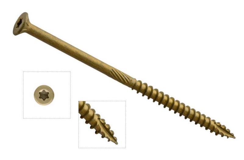 Flat Head Star Drive Fasteners Fluted-Tip Ruspert Type 17/Sharp Point Wood Screws Made in China