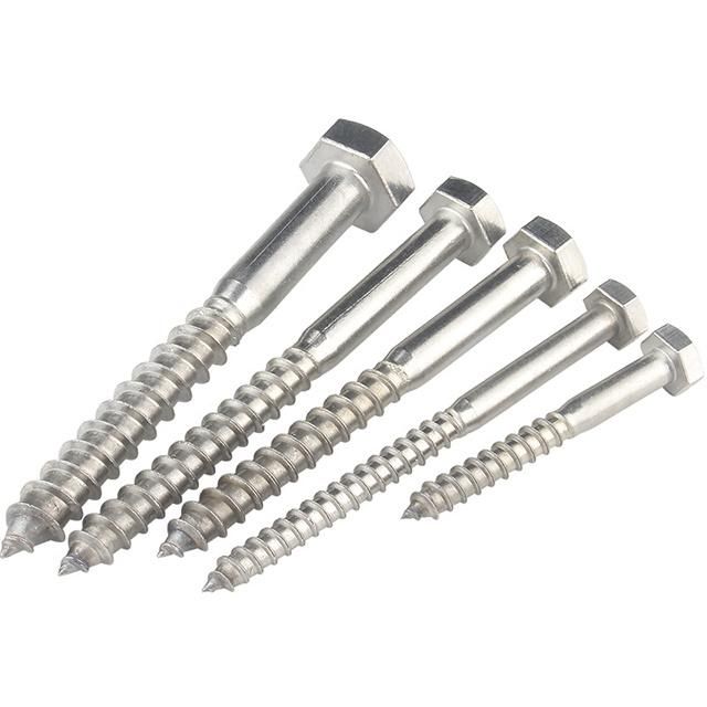 Coach Lag Screw Zinc Plated Full Thread Wood Screw DIN571 Hexagon Head Wood Screw