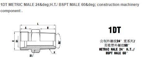 Metric Male 24° H. T. BSPT Male 60° Construction Machinery Component