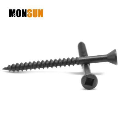 Square Drive Small Csk Trim Head Black Phosphating Partial Thread Self-Tapping Timber Floor Screw/Wood Screws Made in China