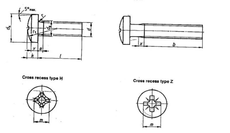 DIN7985 pH Cross Recessed Raised Cheese Head Screw Fastener