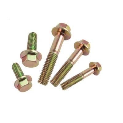 Grade 8.8 Yellow Zinc Plated Alloy Steel Hex Head Flange Bolt M6 Hexagon Bolts Screws with Collar