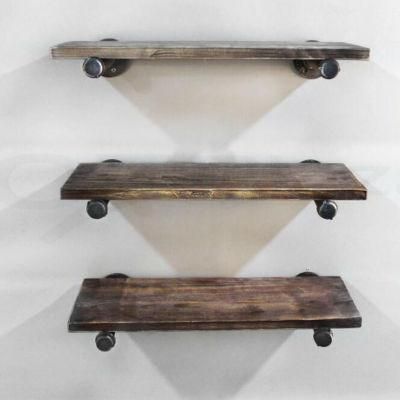 1X Industrial Pipe Shelf Bracket with Wall Mounted Floating Shelves Storage Holder DIY Furniture